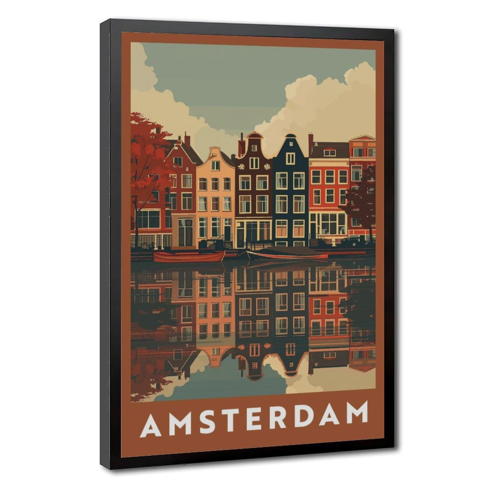 Bareronor Amsterdam Canal Canvas Poster for Office Decor Gift