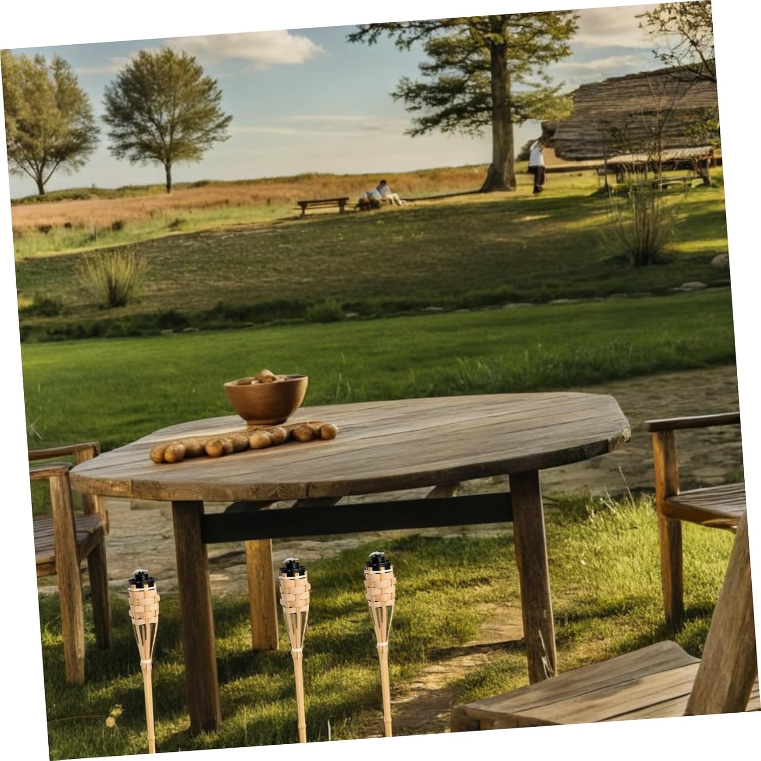 Balacoo 4Pcs Torches Wind Resistant Outdoor Oil Lamps for Garden Parties Camping Weddings Easy to Up Decorative Lighting with Unique Flame Effect