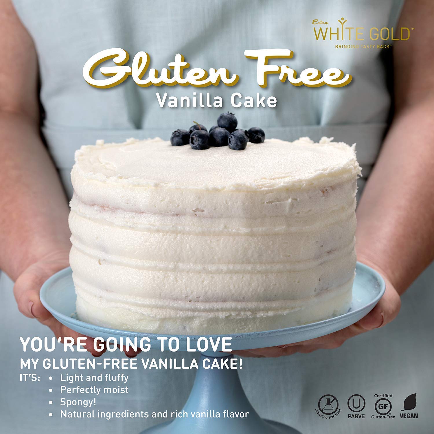 Extra White Gold Vanilla Cake Mix – For Baking Cakes Cupcakes Desserts – [Gluten Free] [Nut Free] [Free of the Top 14 Major Allergens] – 15.9 Ounces