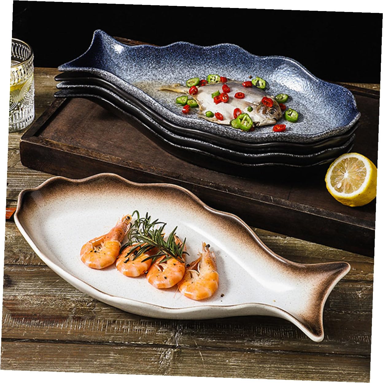 Plato de para Pescado Decorativo y Funcional Color Brillante Superficie Lisa y Pulida Ligero y Compacto para Restaurantes y Hogar Fácil de Limpiar