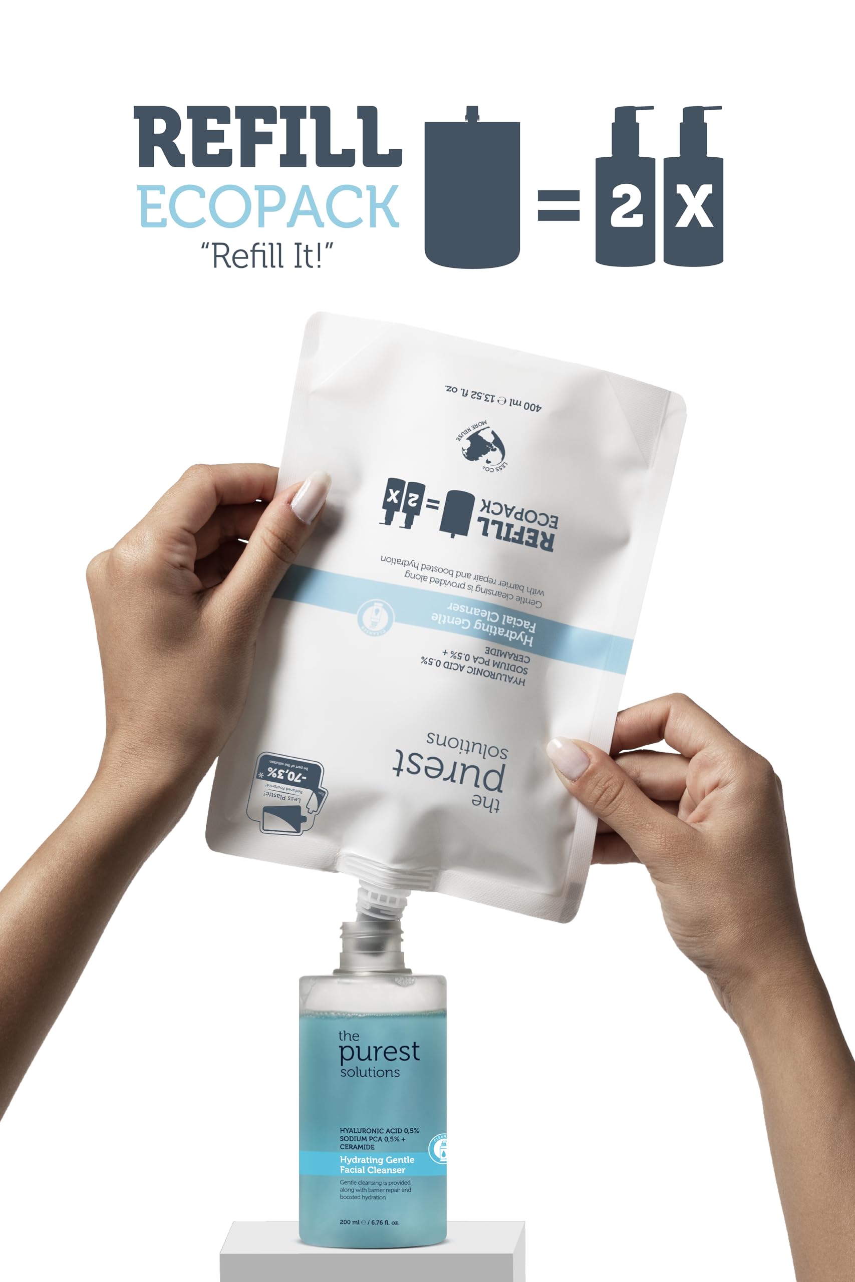 The Purest Solutions Nemlendirici Ve Bariyer Onarıcı Kuru Karma Ciltler Temizleme Jeli Ekolojik Yedek Paket 400 ml