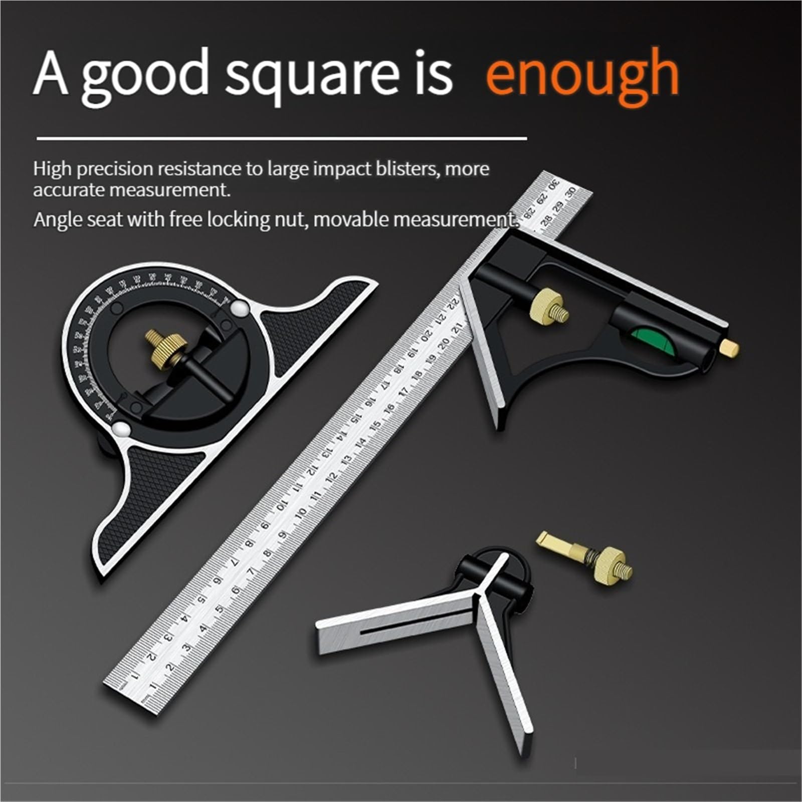 Règle de mesure réglable 3 en 1, 300mm, combinaison multiple, détecteur d'angle carré, outils de rapporteur 3 In 1 300mm Adjustable Measurement Equerre Menuisier