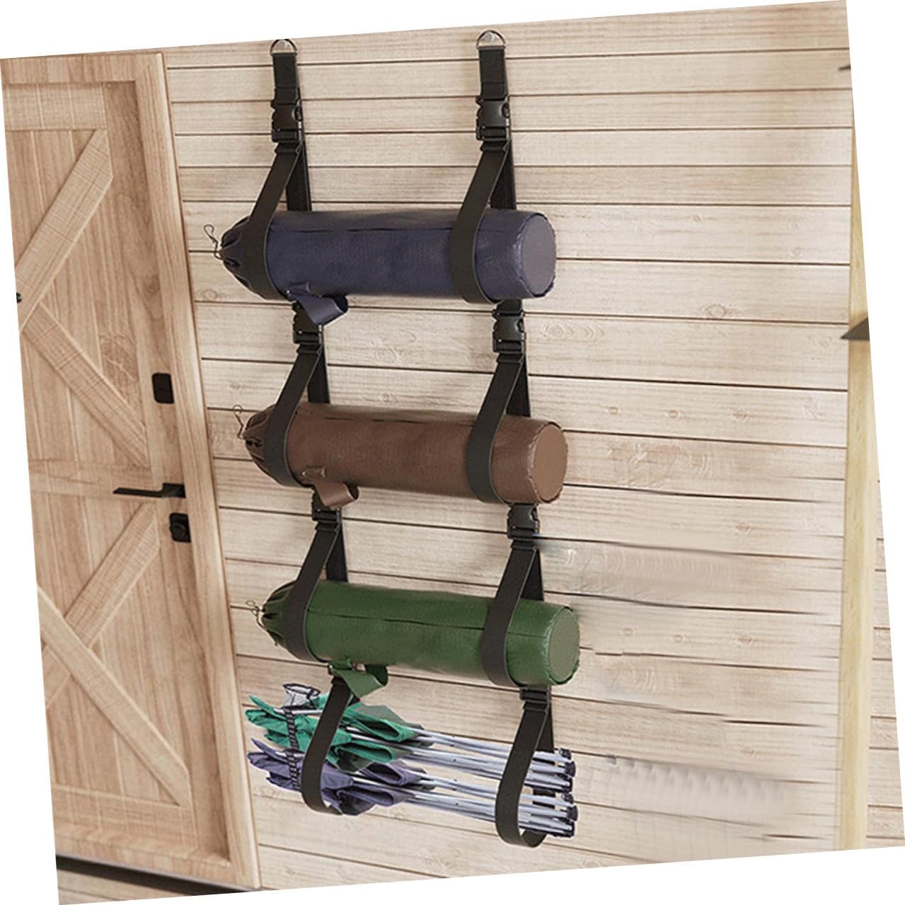 2pcs Adjustable Wall Storage Strap Multi-use Wall Holder Garage Mounted Storage Organizer for Camping and Tool Hanging