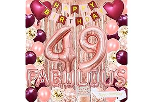 49th Birthday Decorations for Her - Burgundy and Pink Fancy 49th Birthday...