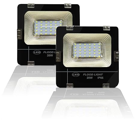20 LED Slim/Thin IP66 IP6667 Pure Cool White Outdoor Waterproof Flood - Pack of 2