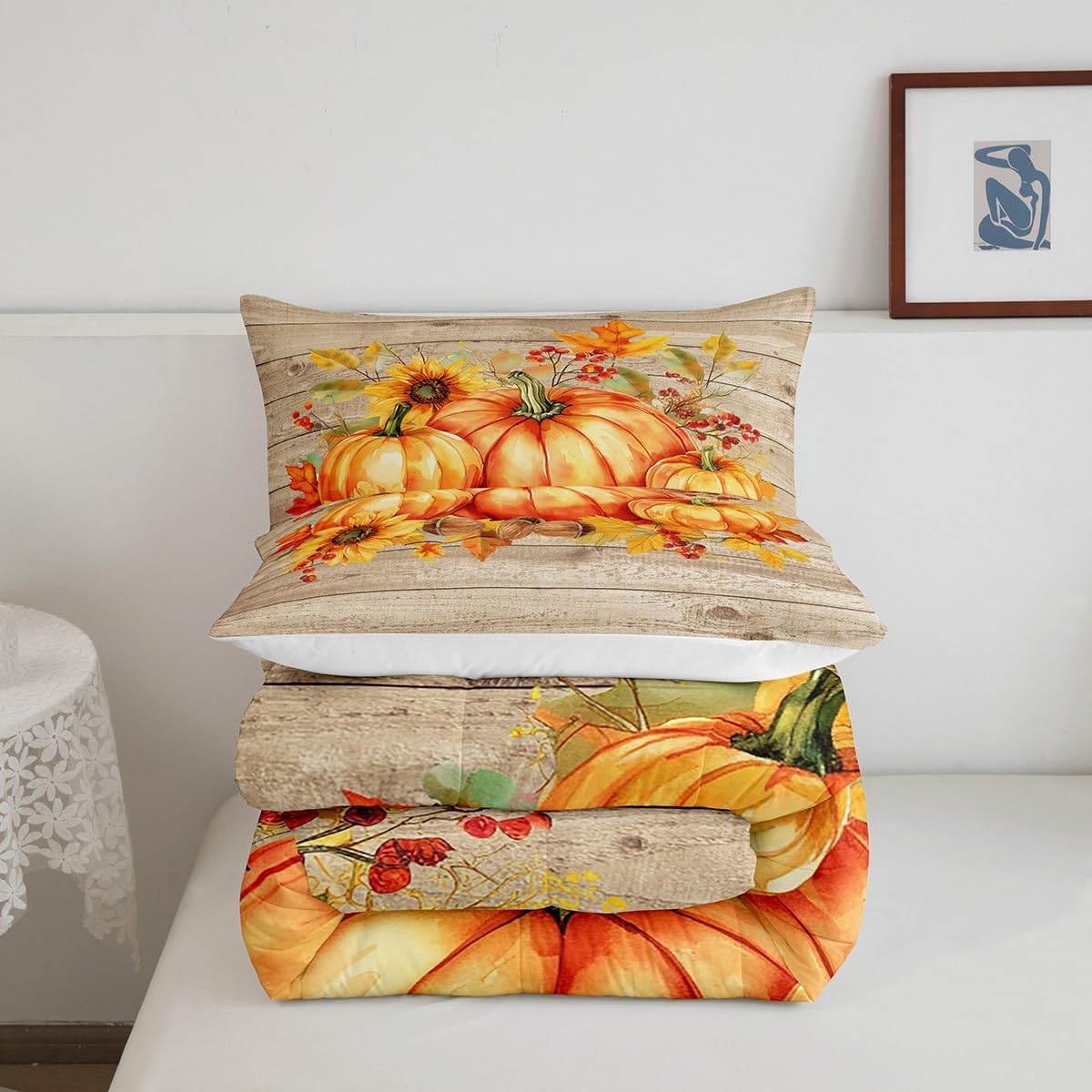 Amazon.com: Happy Thanksgiving Fall Harvest Comforter Set Farm