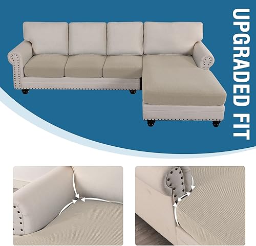 Miniatura 7 de H.VERSAILTEX Fundas para sofá modular, 4 piezas, fundas de cojín para sofá en forma de L, fundas de cojín separadas para sofá seccional izquierdo y