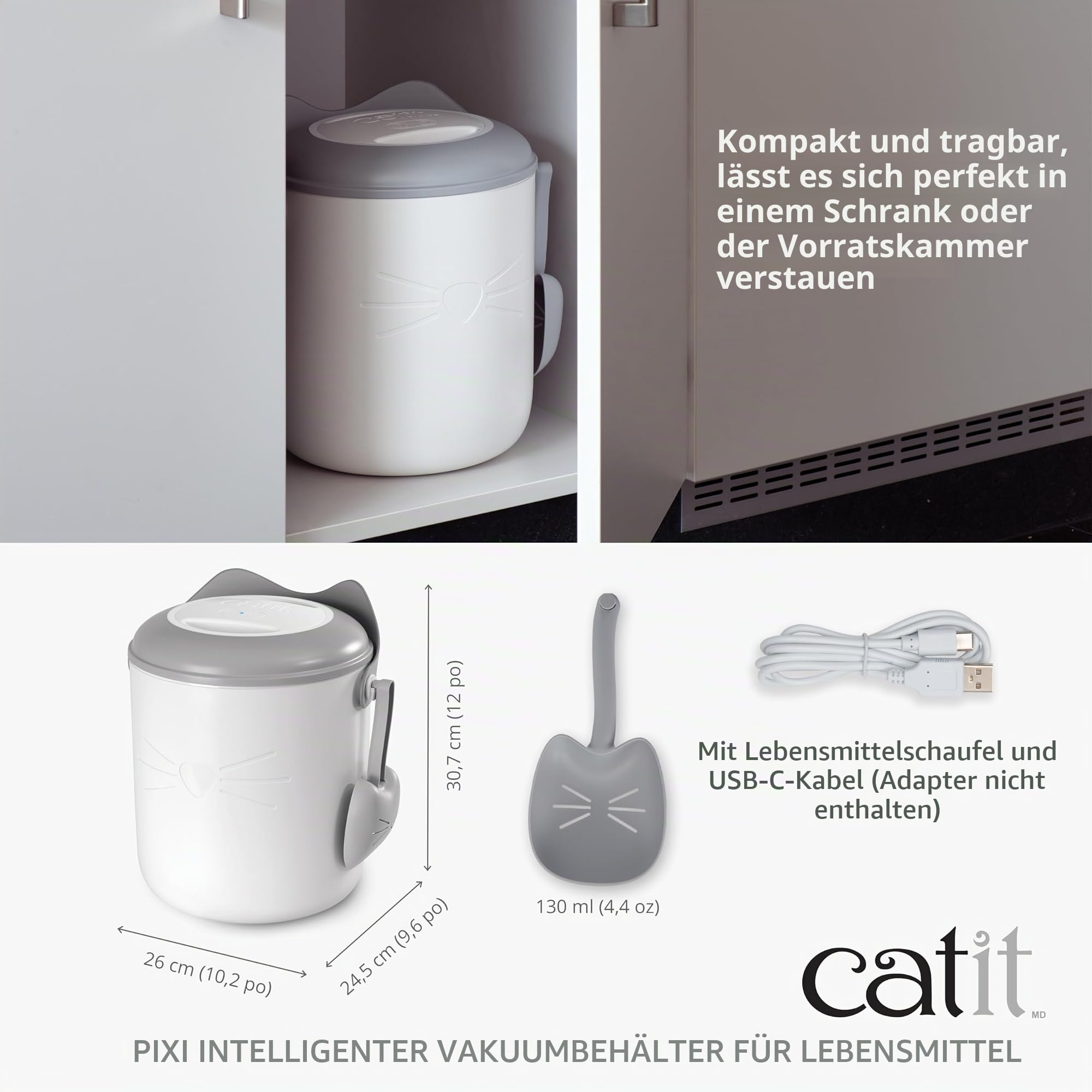 Catit Pixi Smart Vakuum Futterbehälter, Futtercontainer, Futteraufbewahrung