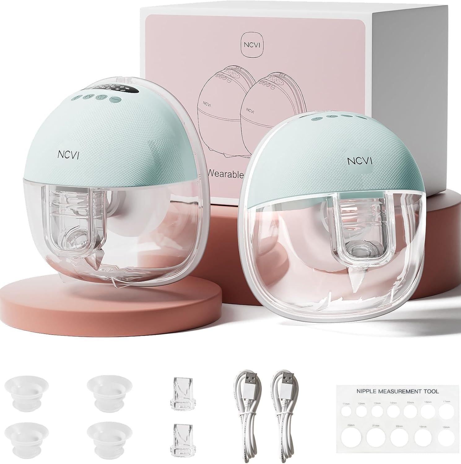NCVI Weighted Sippy Cup Spill Proof Stainless Steel, Breast Pump Hands Free, Wearable Breastfeeding Pump with Strong Suction, 1400mAh Long Battery,