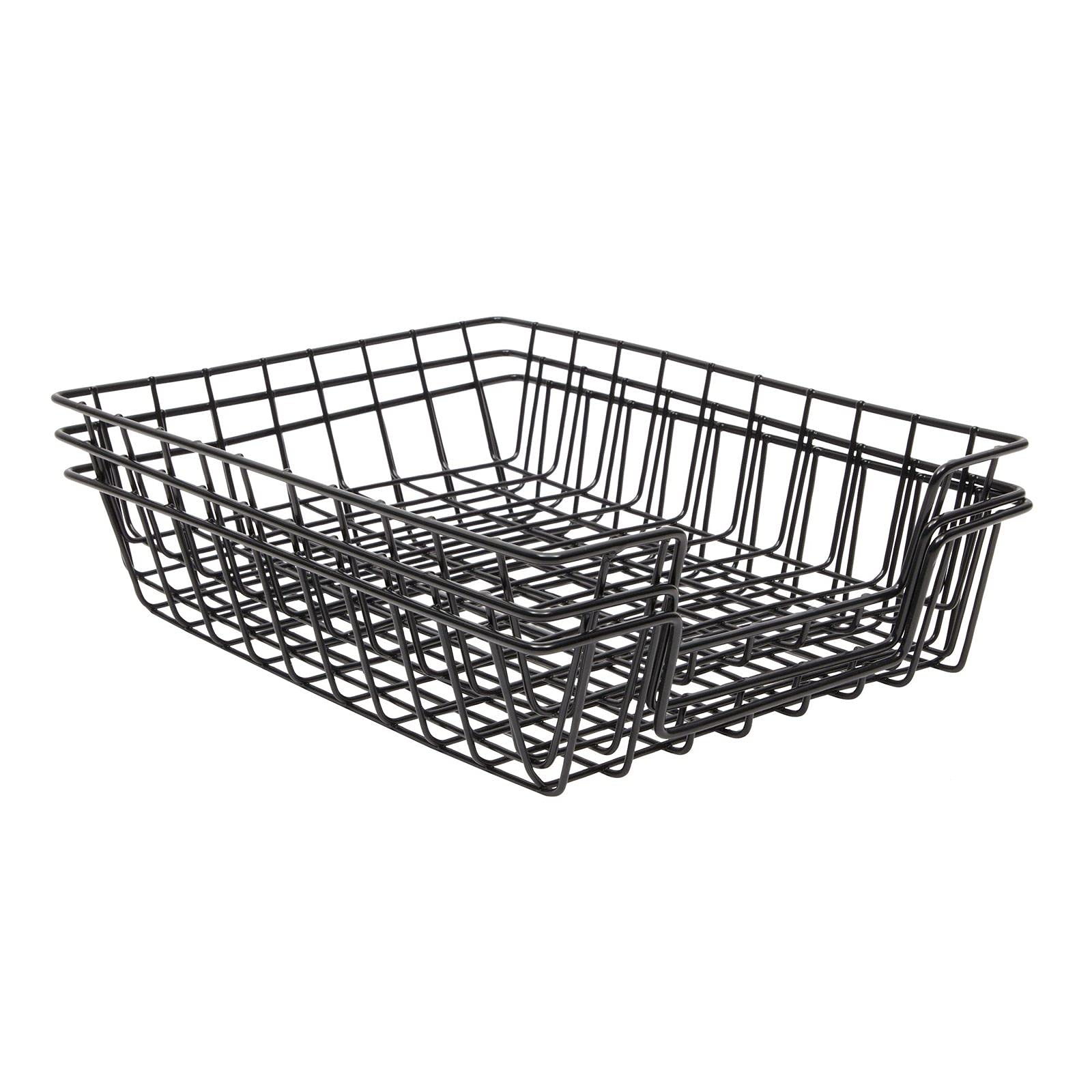 Wire Desk Tray Organizers per carta formato lettera, cesti neri per aula (confezione da 3)
