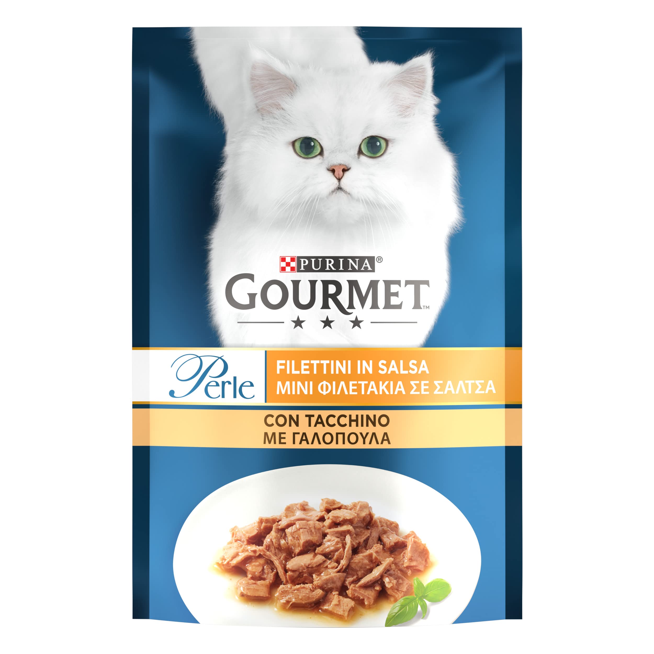 Purina Gourmet Perle Filettini in Salsa Cibo Umido per Gatti con Tacchino, 26 Buste da 85g