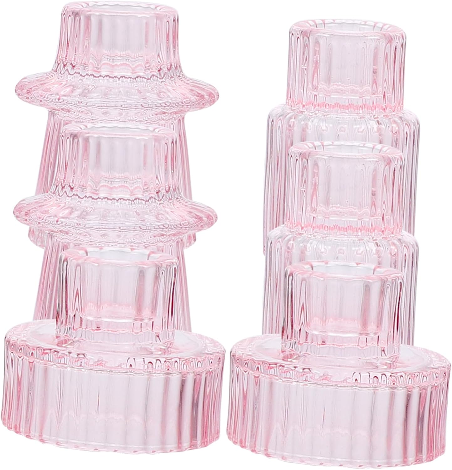 Levemolo 6pcs Retro Style Glass Candle Holder Set Candlestick for Wedding Centerpiece