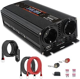Inversor de onda senoidal pura Inversor de carro LCD 3000 W DC 12 V/24 V para AC 220 230 Voltage Display Conversor de energia solar Fusível duplo substituível para sistema de energia solar fora da red