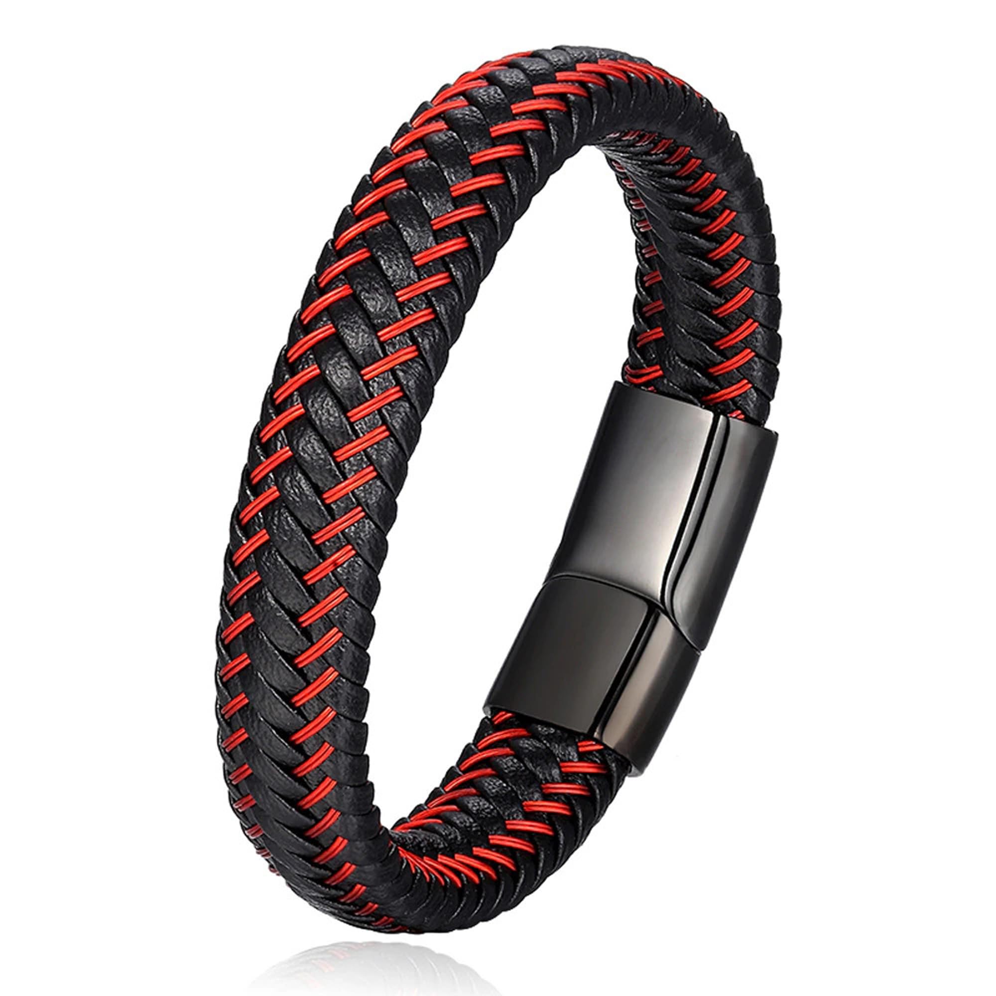 Stylish Bracelet For Men Leather Bracelet Magnetic Clasp Wraparound Black Charm Bracelets For Men Boys Girls Accessories Mens Jewellery Love Gifts-image-32