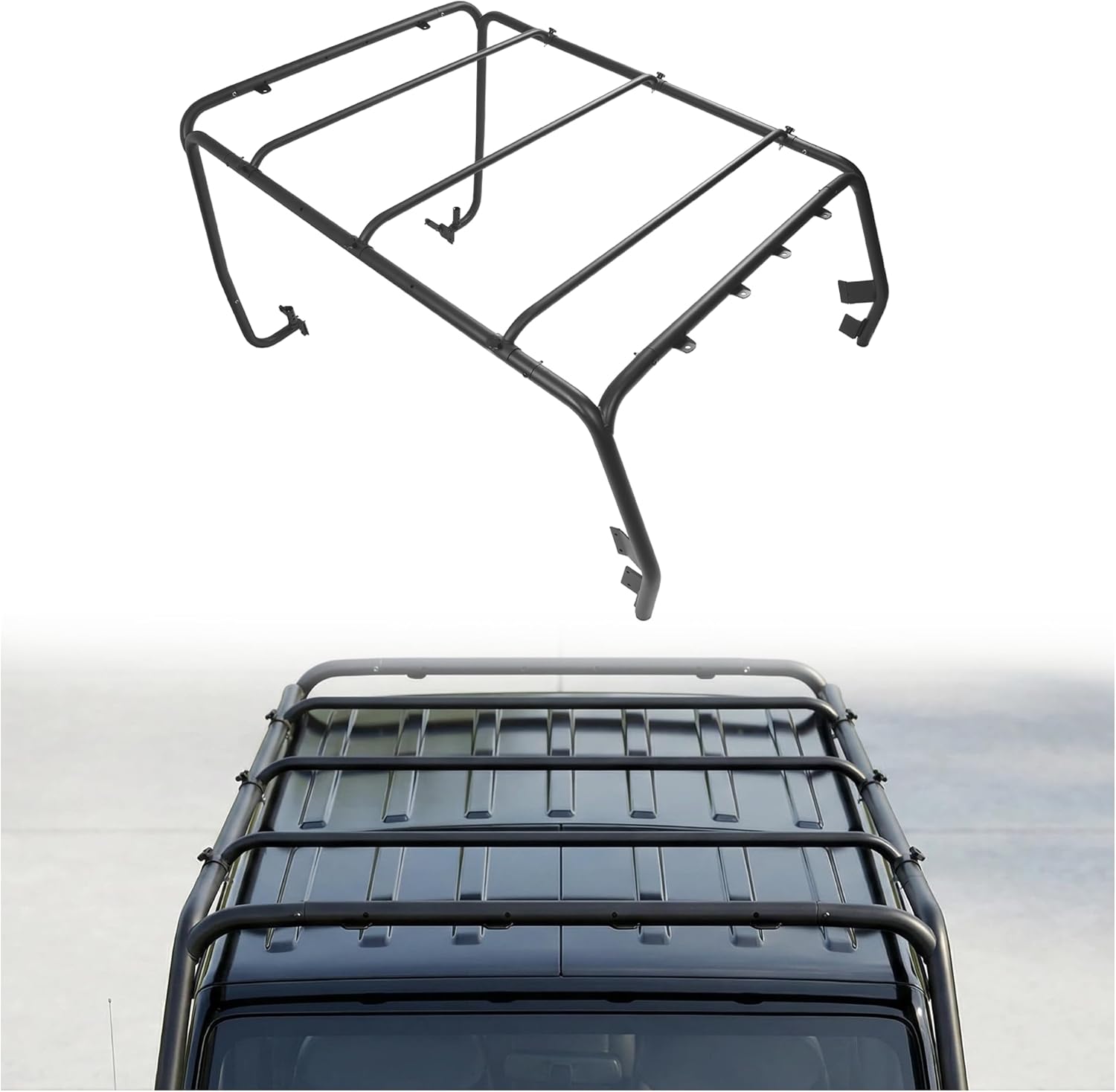 ALMULOO Roof Rack Compatible with 2007-2018 Jeep Wrangler JK 4 Door Removable Rack Extra Cargo Space Heavy Duty Top Cross Bar Utility