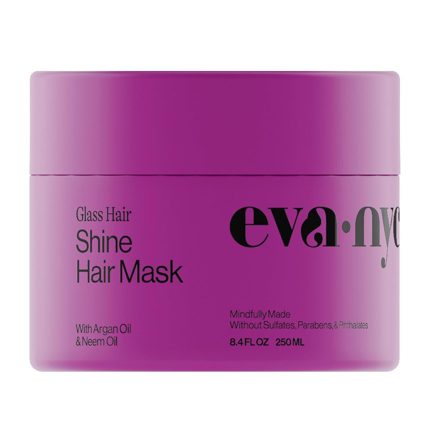 Eva NYC Anti-Frizz Hair Mask for Instant Shine – Argan Oil + Neem Oil – For High Gloss + Glassy Mirror-Like Shine – Nourishing Anti-Frizz Hair Product – Warm Vanilla Scent – 8.4 fl oz