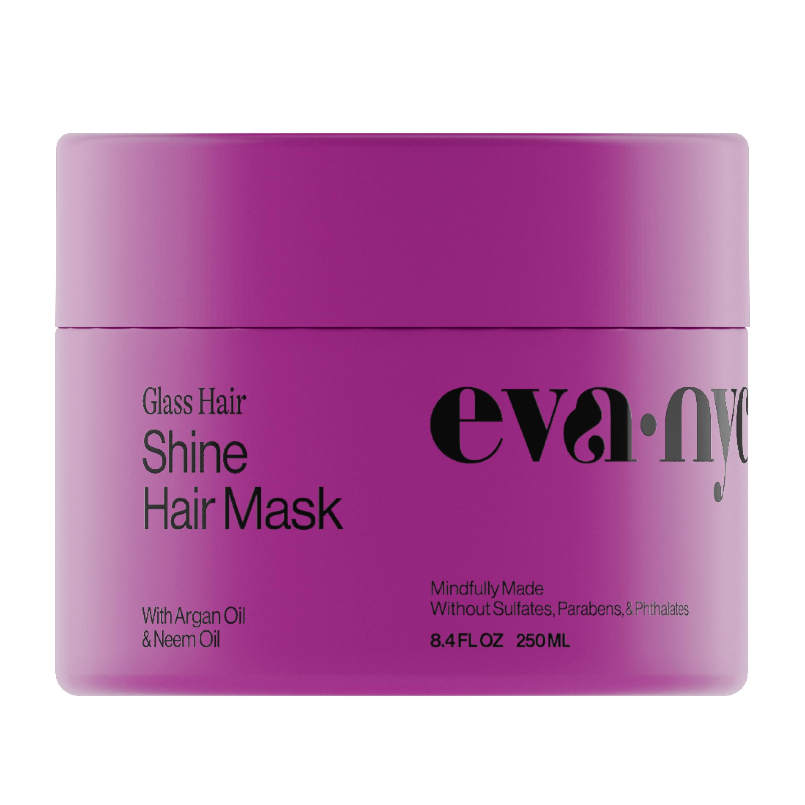 Eva NYC Anti-Frizz Hair Mask for Instant Shine - Argan Oil + Neem Oil - For High Gloss + Glassy Mirror-Like Shine - Nourishing Anti-Frizz Hair Product - Warm Vanilla Scent - 8.4 fl oz