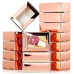 Zonon 30 Pcs Soap Boxes for Homemade Packaging, Mini Kraft Treat Boxes with Window for Bakery Candy Soap Making Gift Packaging(3.5 x 2.4 x 1.2 Inch,Rose Gold)