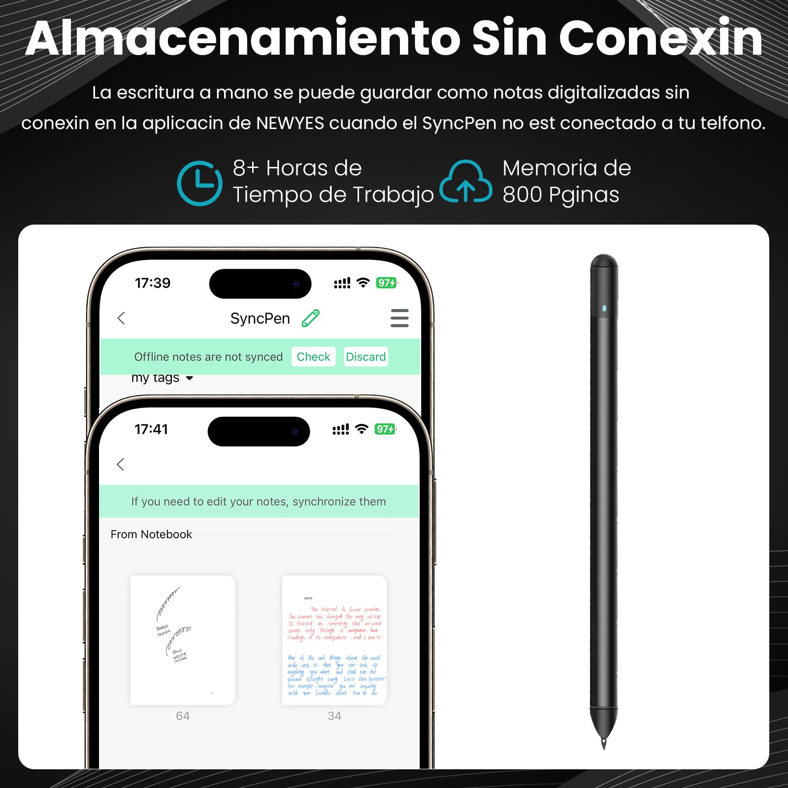 NEWYES Syncpen 3 Set, Smart Pen mit Tablet und Digitales Notizbuch &6 Refills, Echtzeit-Synchronisation& Smart Texterkennung für Student,Lehrer, Meetings, Vorlesungen oder Kreatives Arbeiten