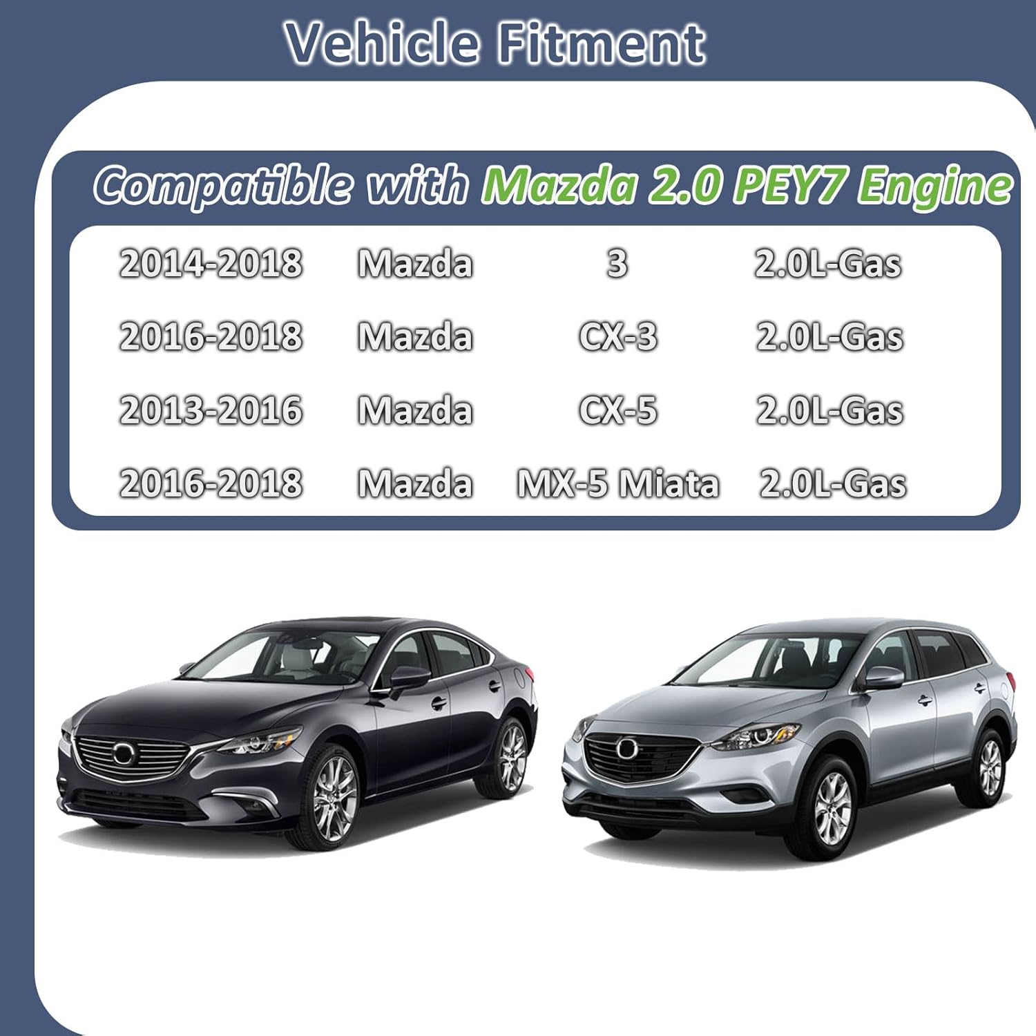 PE0113250B 2012-2018 PEY7-Engine 2.0L Fuel Injectors,Compatible with/Mazda 3 & CX-3 & CX-5 & MX-5 Miata |6 Holes| |Set of 4| |Engine-PEY7 2.0 |