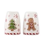 Traditional Gingerbread Man Ceramic Salt & Pepper Shaker Set, for Kitchen or Decor, Dishwasher Safe