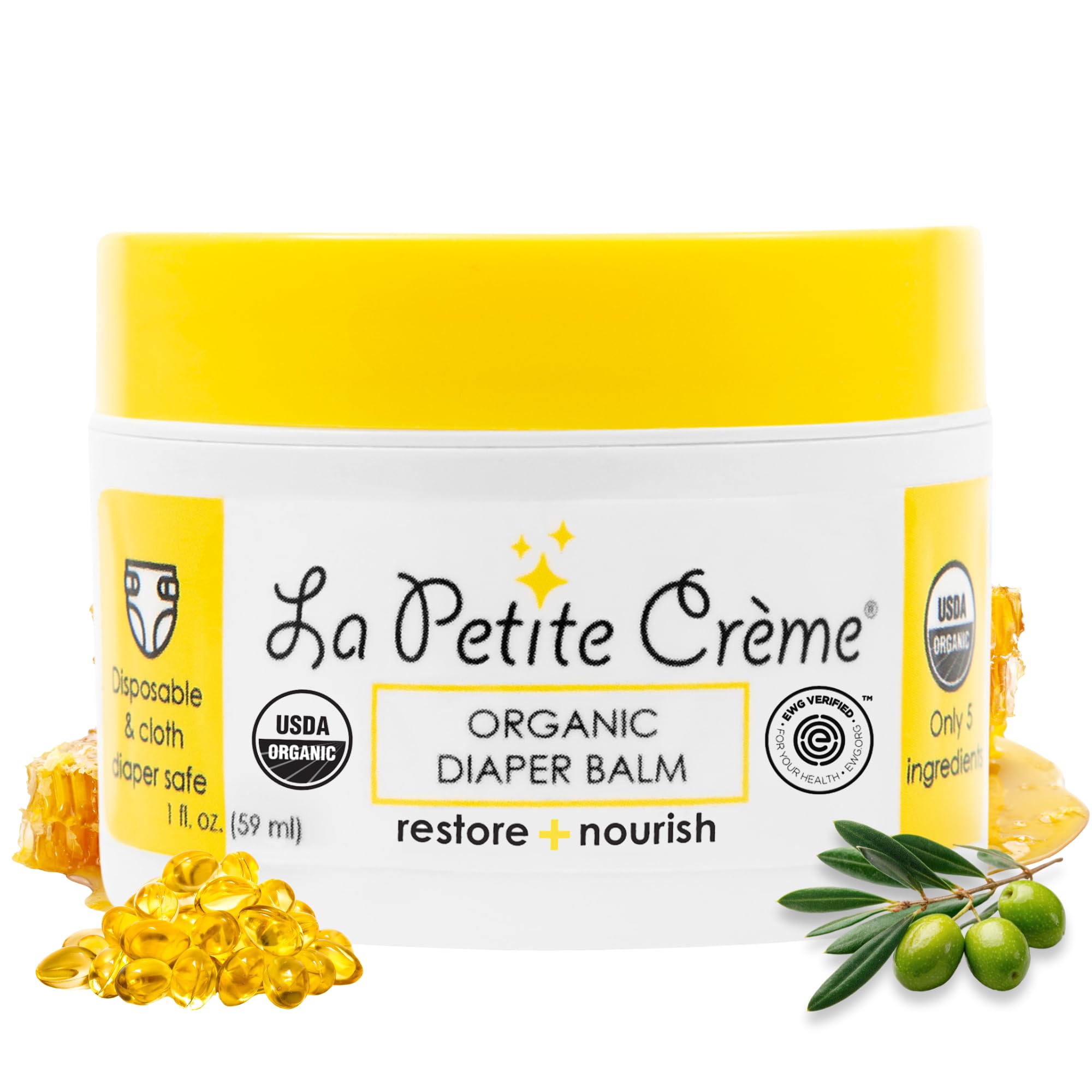 La Petite Creme French Organic Diaper Balm (1 oz) - Healing & Nourishing Diaper Cream - Gentle & Safe Liniment Baby Lotion - USDA Certified Organic - Baby Essentials for Newborn
