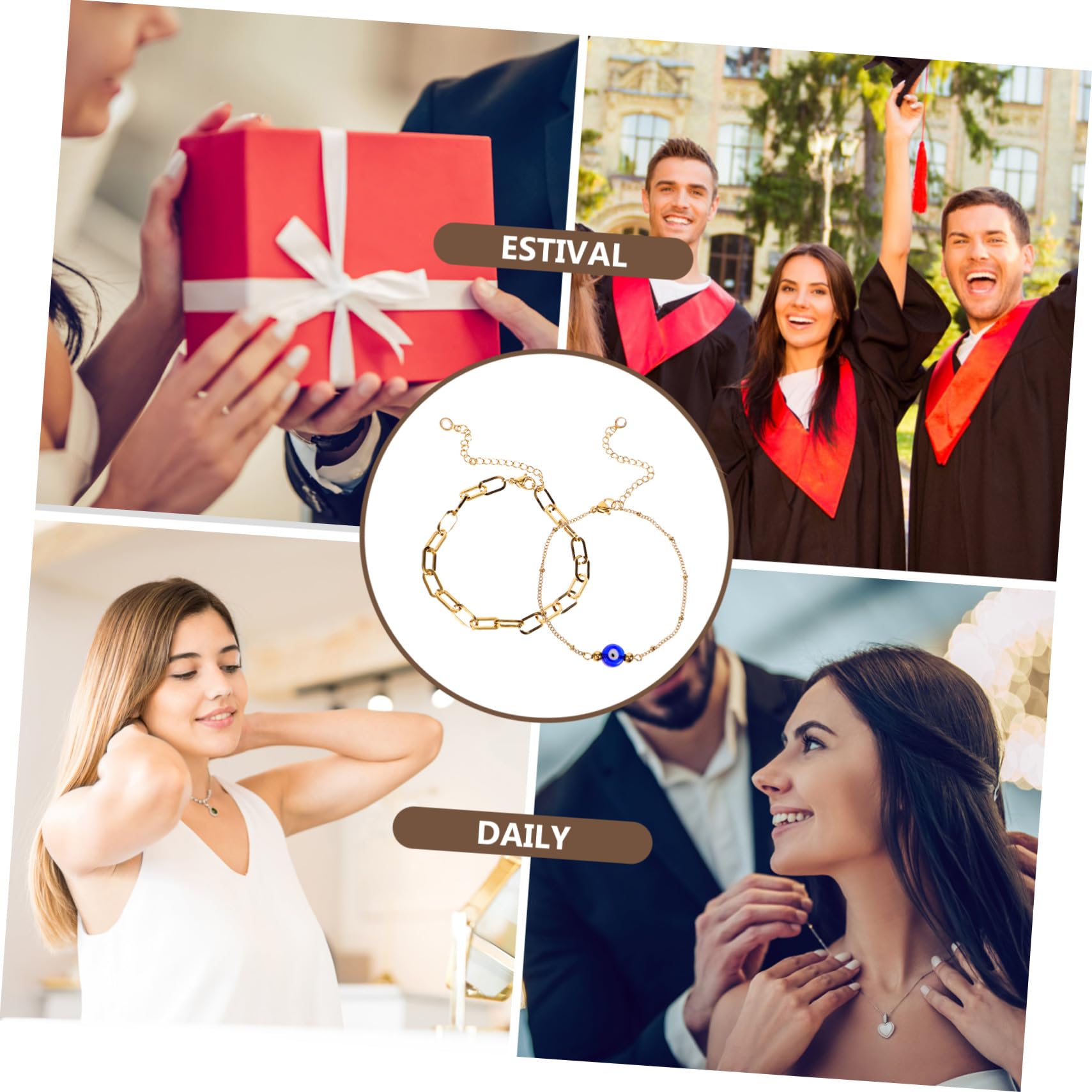 FOMIYES Bracelet Femme en Acier Inoxydable Doré Motif Œil Unique, Léger et Ajustable, Port Quotidien Confortable et Élégant