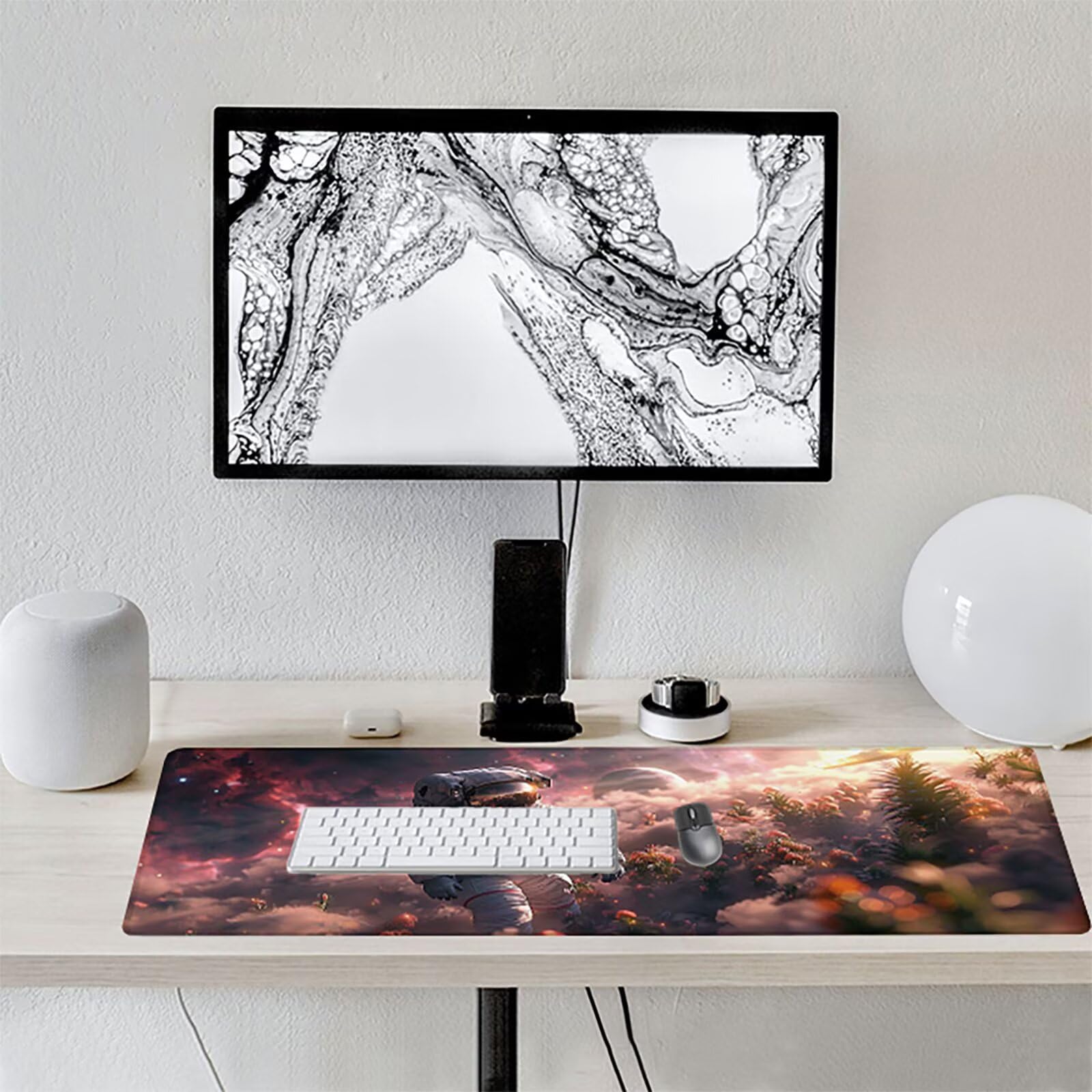Astronauta Alfombrilla Ratón Gaming XXL 1500 x 800 mm, Alfombrilla Gaming Rosa Mousepad con Base de Goma Antideslizante, Impermeable Desk Mat para Teclado y Raton, Accesorios Gaming, Regalos 7-T