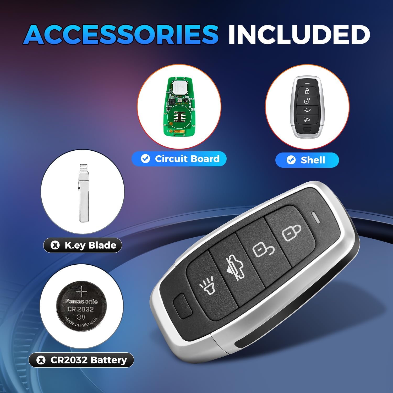 2026 Autel MaxiIM IKEYAT004AL Programmable Blank Key, 360° 130FT Remote, 4 Buttons Universal Fob Replacement for 700+ Vehicle, Air Suspension, Work with Autel KM100, IM508S, IM608 PRO II