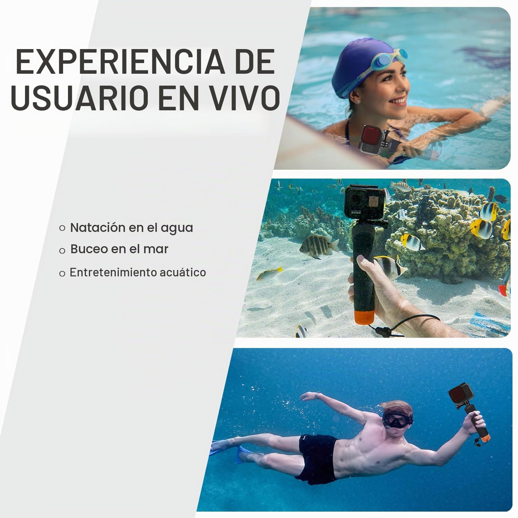 FitStill 50M/164FT - Carcasa impermeable y mango flotante, adecuado para DJI osmo Action 5pro/Action 4/Action 3 Accesorios Set de buceo