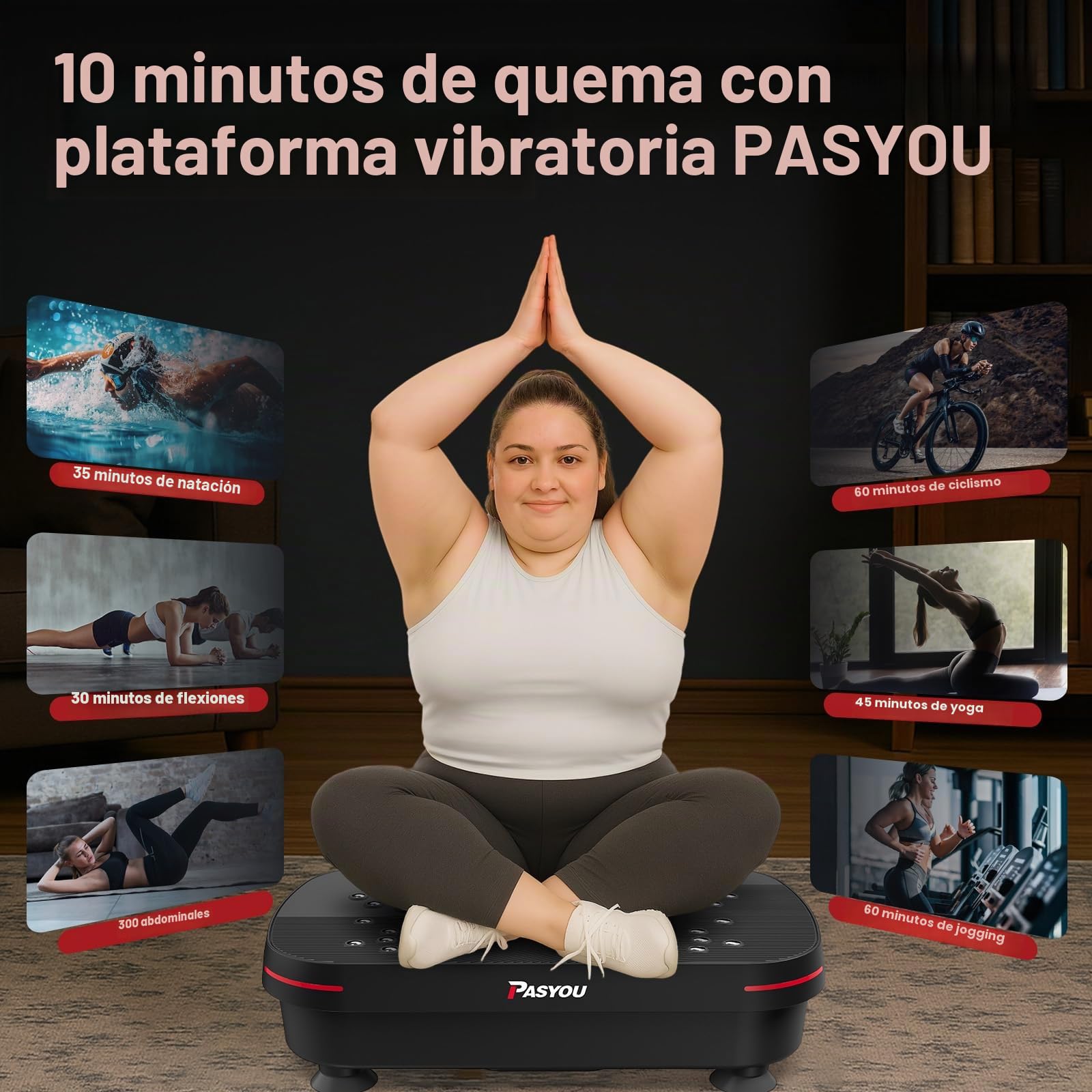 PASYOU Plataforma Vibratoria con 99 Niveles de Intensidad, Placa Vibratoria Oscilante Antideslizante con 2 Bandas Resistencia y Control Remoto, Máquina de Fitness para Entrenamiento de Cuerpo Completo