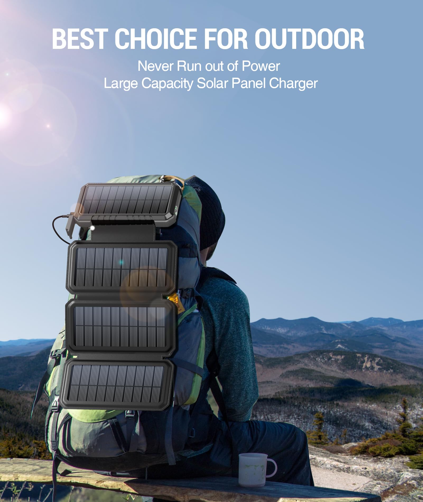 BLAVOR 20000mAh Solar Power Bank Mobile Mobile Mobile Przenośna ładowarka solarna ze składanymi panelami słonecznymi PD 18 W Szybkie ładowanie Banki zasilania do telefonów komórkowych USB