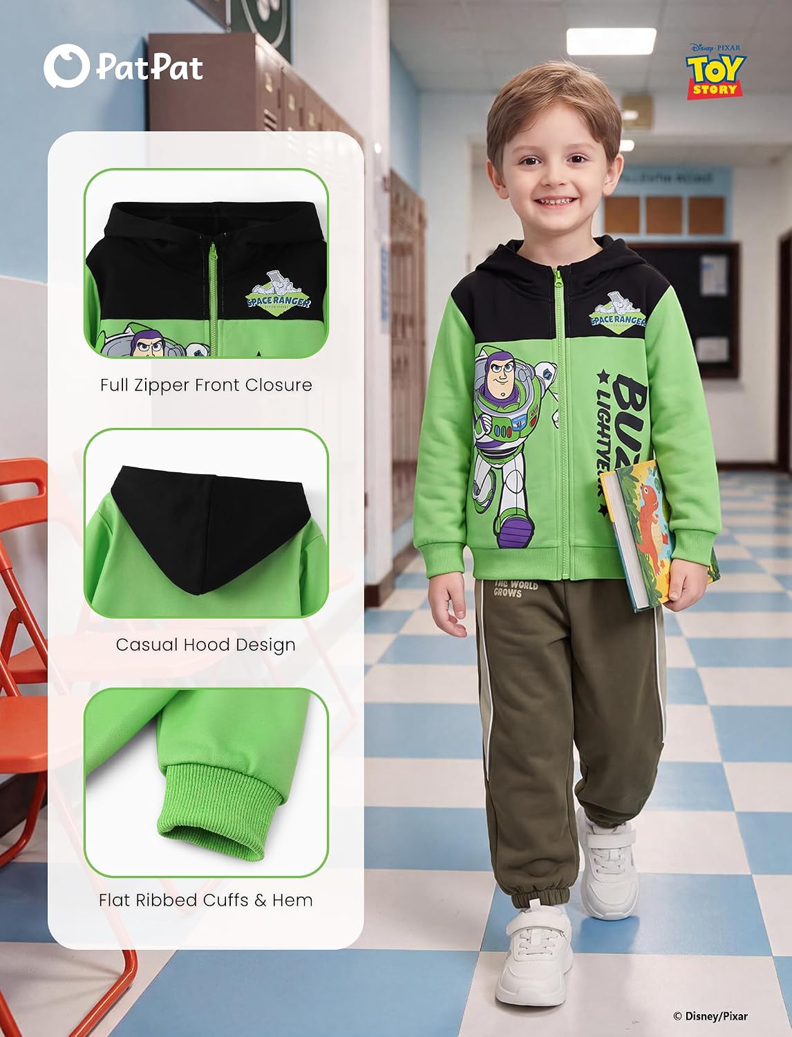 Disney Boys Zipper Hoodie Toy Story Sweatshirt Cars Jacket Cardigan 2-9Y
