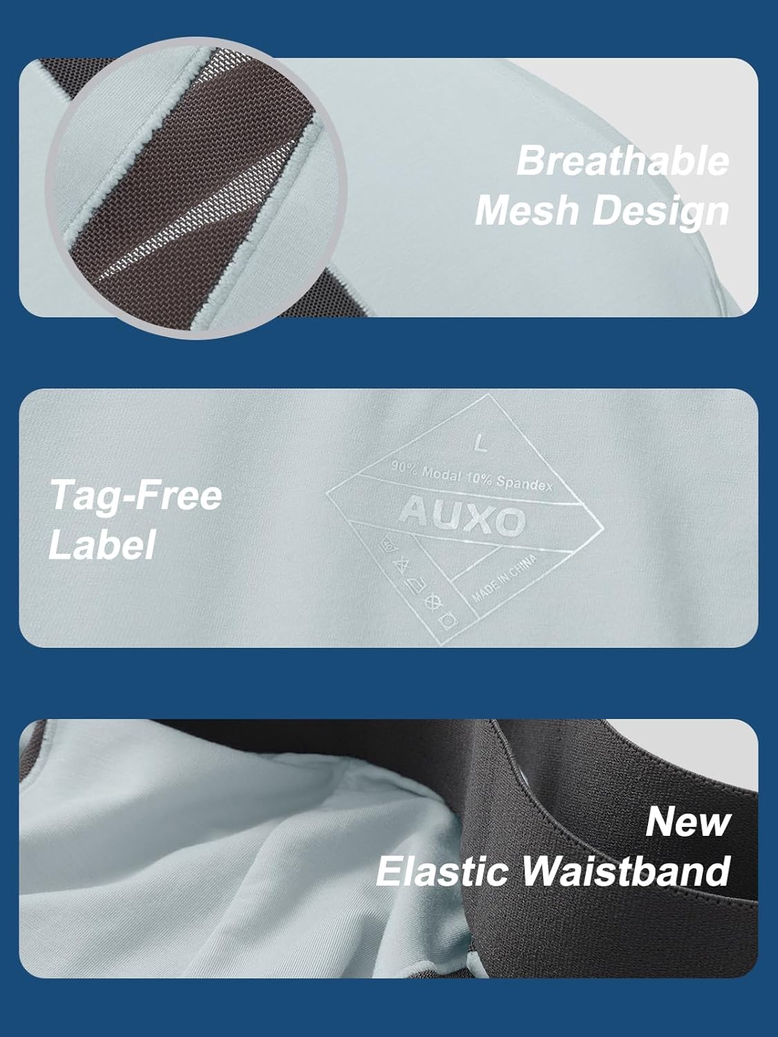 Auxo Mens Underwear Boxer Briefs With Pouch Modal Mesh Breathable Underwear No Riding Up Moisture Wicking 4 Pack - Image 4