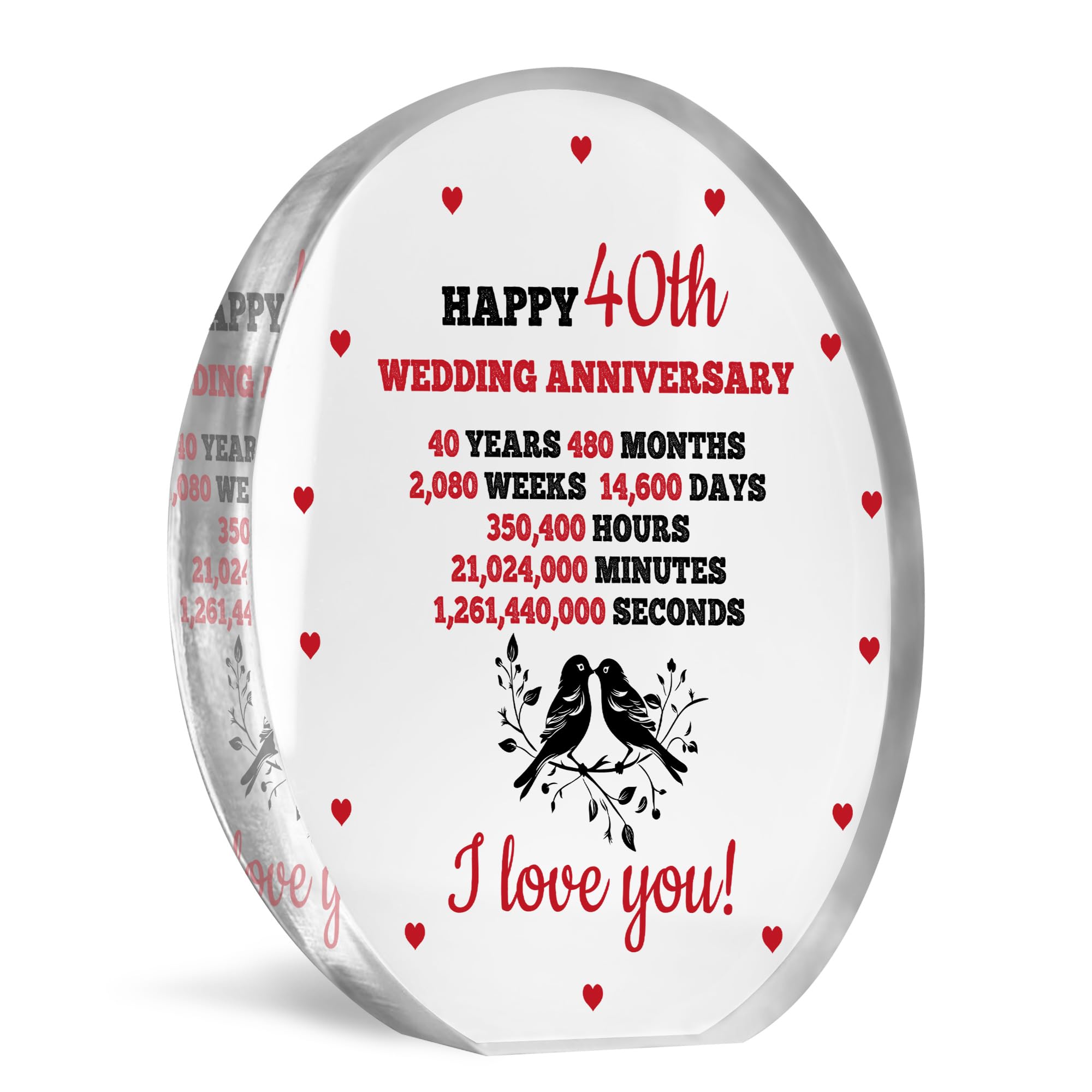Red Ocean 40th Anniversary Wedding Gifts for Wife, Couples Gifts Acrylic Sign, 40th Wedding Anniversary, Gifts for Wife Husband, Presents for Husband Wife, Fourty Years Anniversary