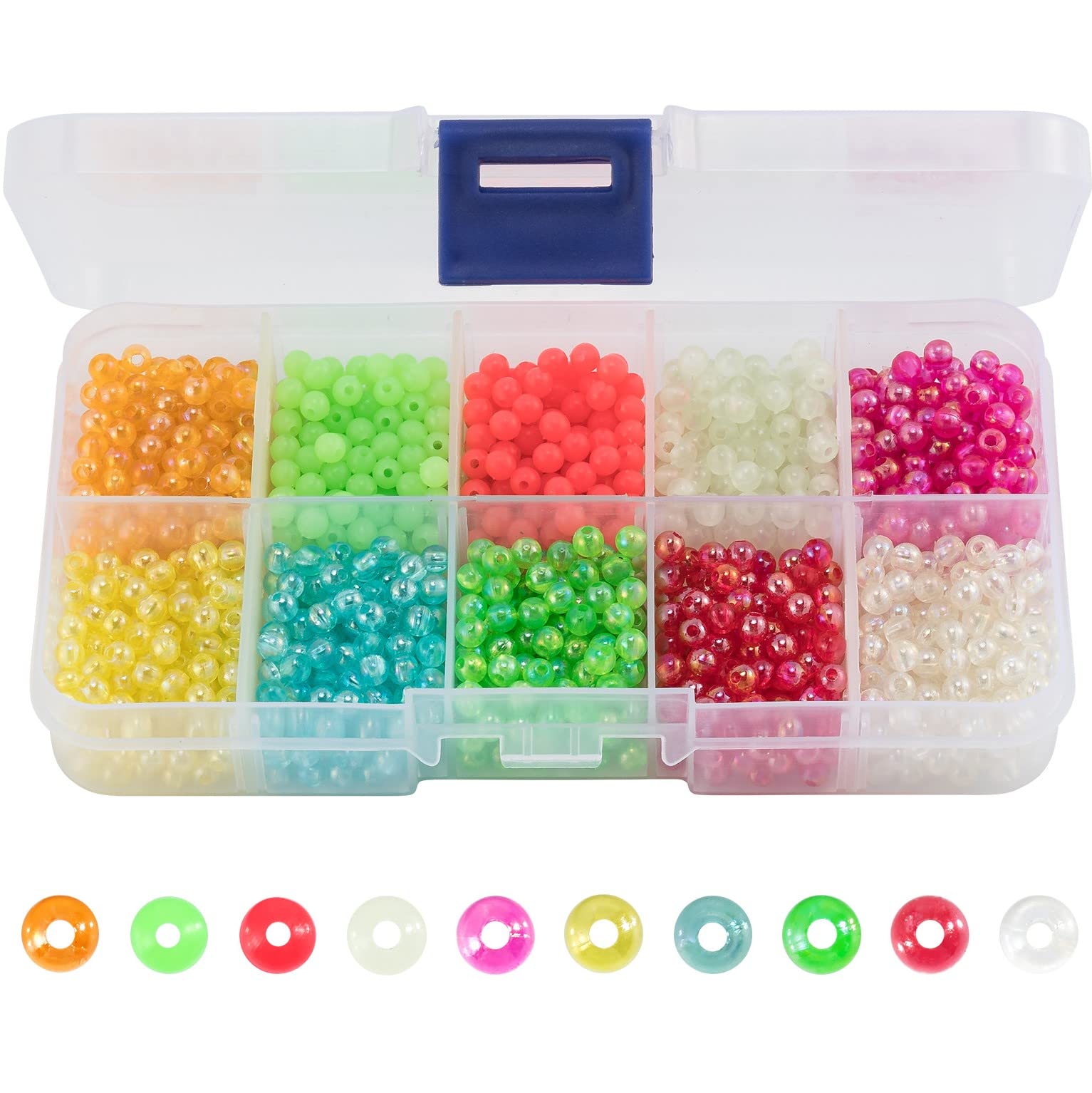 Fishing Bead Bait Eggs Kits Floating Ball Stopper Plastic with Box Glow Round Luminous Saltwater Freshwater Salmon Trout 500-3000pcs