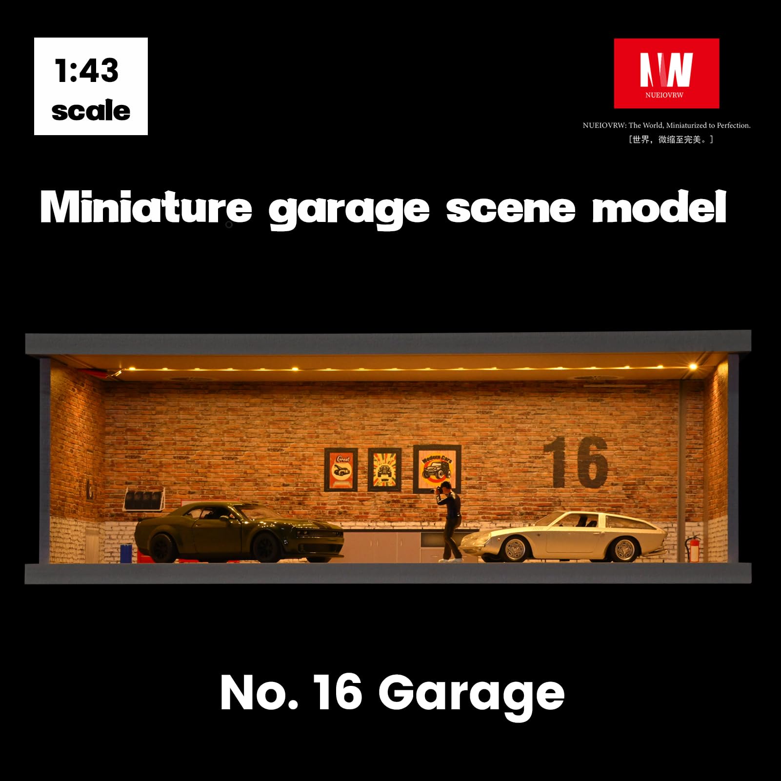 NUEIOVRW 1/43 Diorama Display Case with Tri-Colour Dimmable Lighting - Image 4