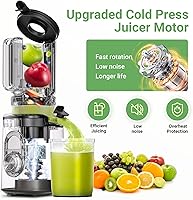 Vista 5 de AAOBOSI Cold Press Juicer, 4.50" Large Feed Chute Masticating Juicer Machines (Upgrade) High Juice Yield Slow Juice Extractor fit Fruits