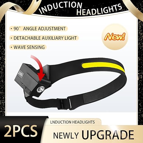 Miniatura 2 de Paquete de 2 linternas LED desmontables 2 en 1, 350 lúmenes recargables para adultos al aire libre, lámpara frontal impermeable con 5 modos,