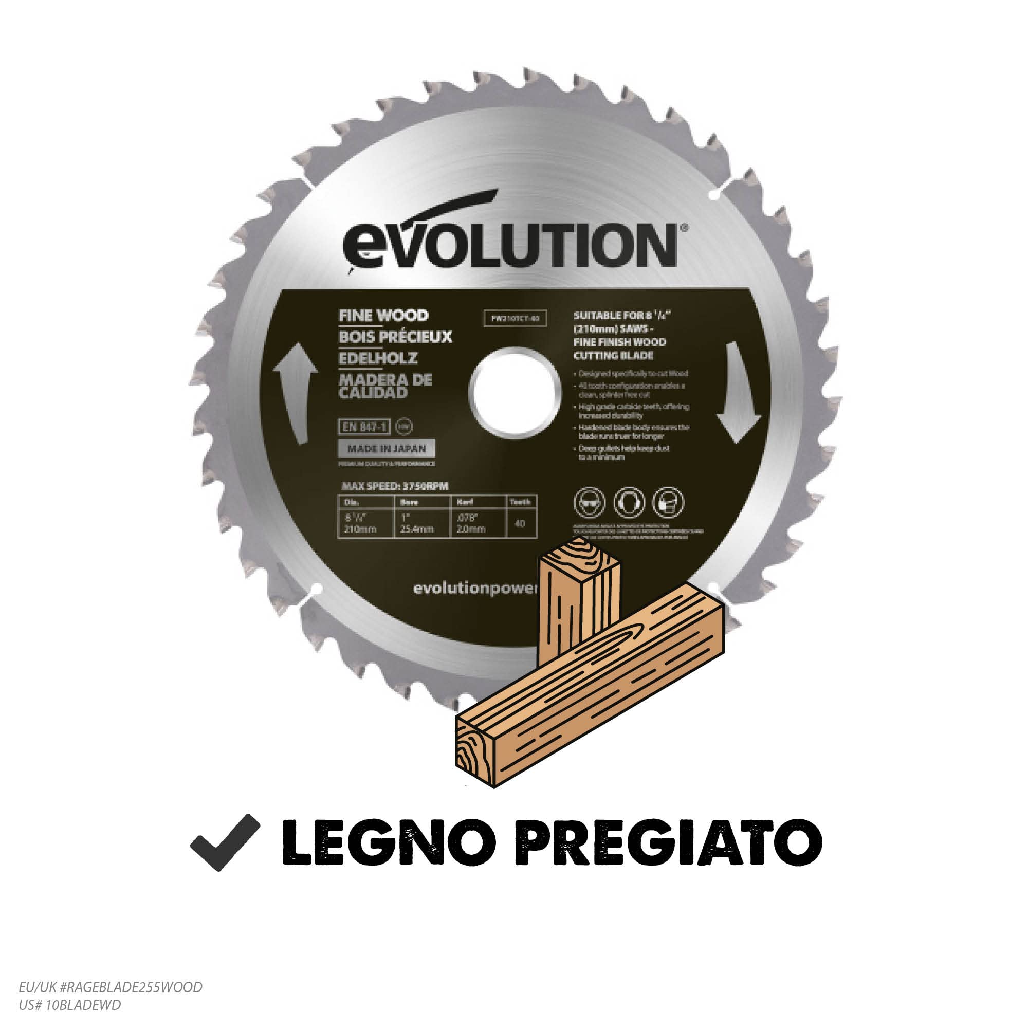Evolution FW210TCT-40CS 210mm Lama in legno pregiato 40T