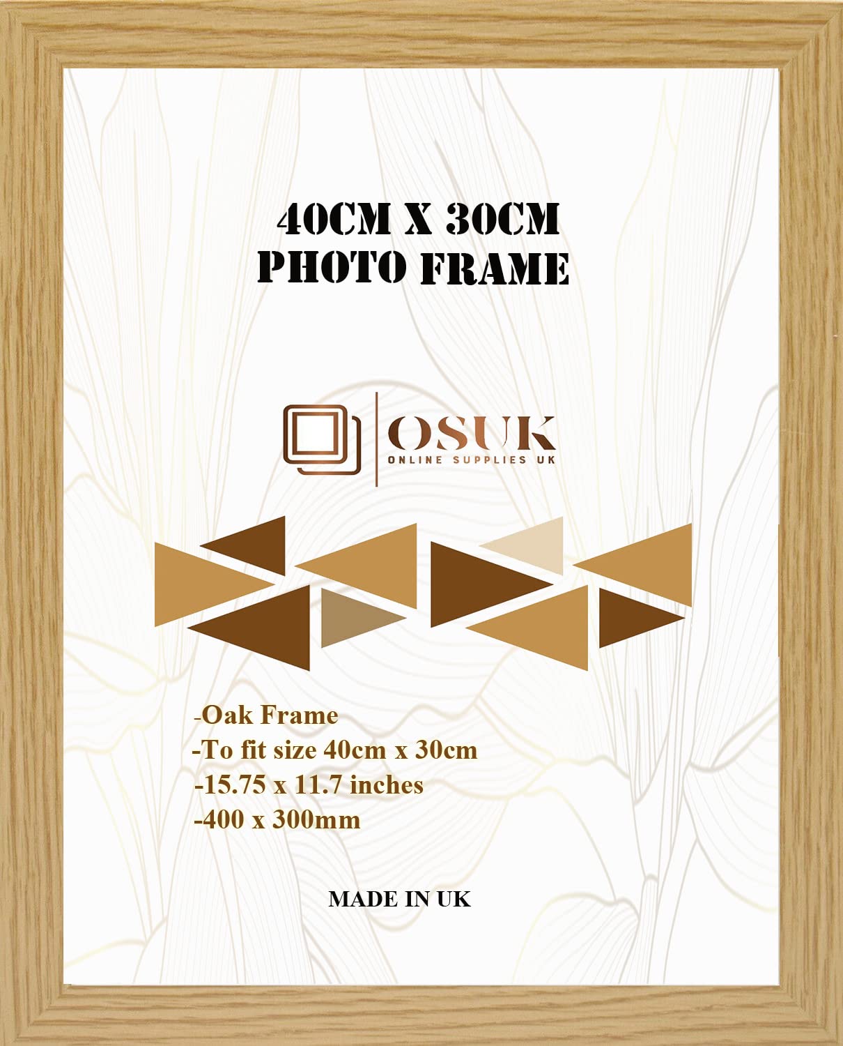 Frame Eazy Oak Osuk 30X40cm Picture Frame - 40 X 30Cm Photo Frames With Safe Perspex Front & Wall Hanging Hooks - 40Cm X 30Cm Poster Frames