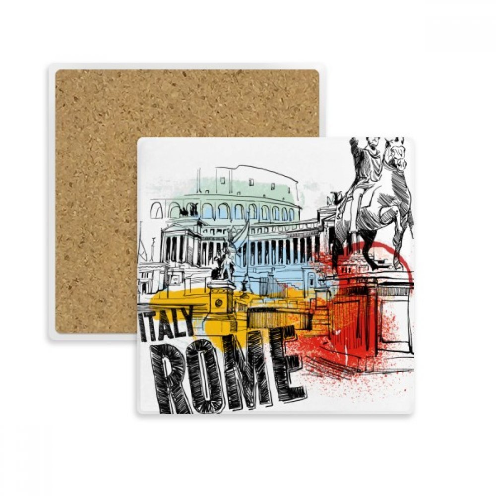 Coaster Rome paysage romain en pierre absorbante multicolore pour tasse et verre