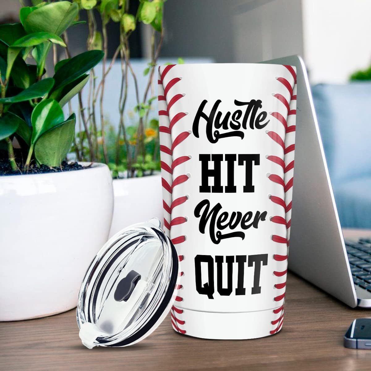 wowcugi Baseball Tumbler 20oz Stainless Steel Insulated With Lid Baseball Gifts for Men Women Baseball Baseball America Flag Coffee Travel Mug Cup Gifts for Baseball Players Fan Coach - Image 5