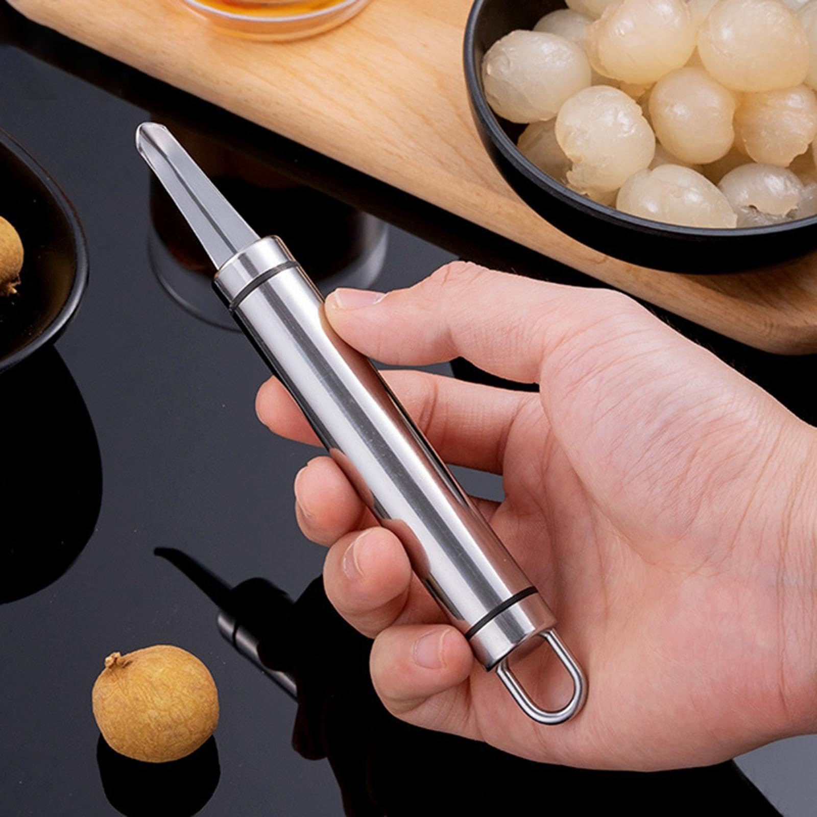 Fenteer Lychee Corer Chili Pepper Corer Compact Rustproof Multifunction Sturdy Portable Jujube Core Removing Cherry Core Remover for Cooking Grocery