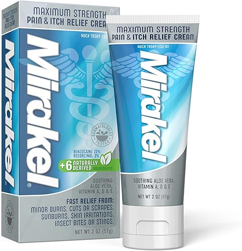 MIRAKEL Crema para aliviar el dolor y la picazón de máxima fuerza, ideal para heridas, heridas, picaduras de quemaduras, 2 onzas