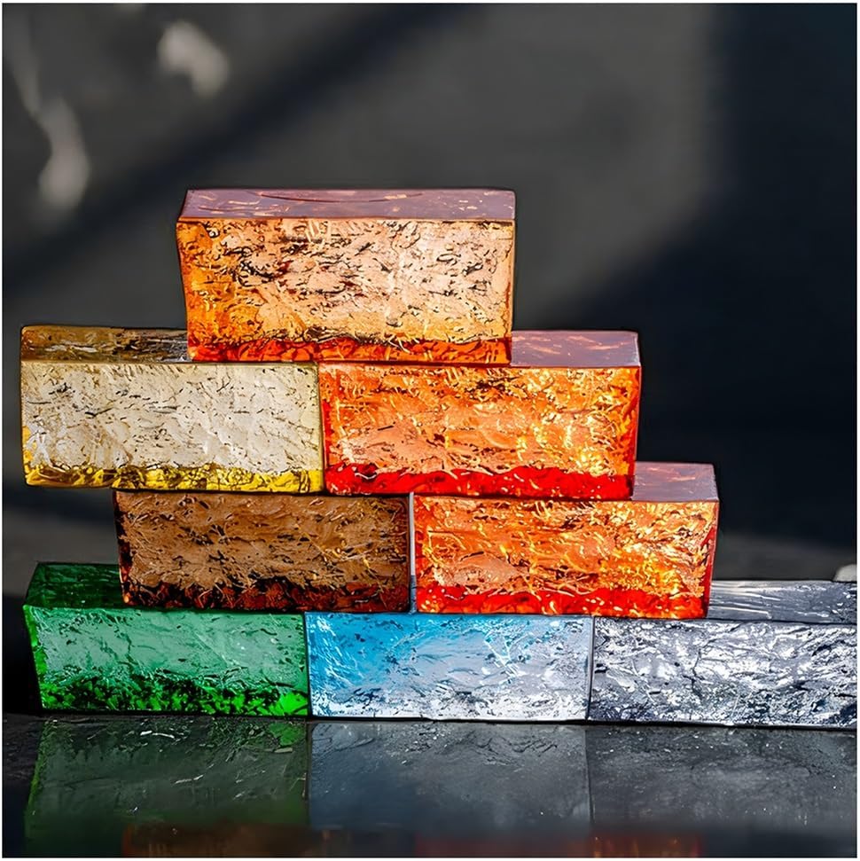 Zfmnoyev 1 Piece Ice Crystal Patterned Glass Blocks, Solid Rectangular Glass Bricks, Used for Room Partitions Building Decoration Bars Hotels(G)