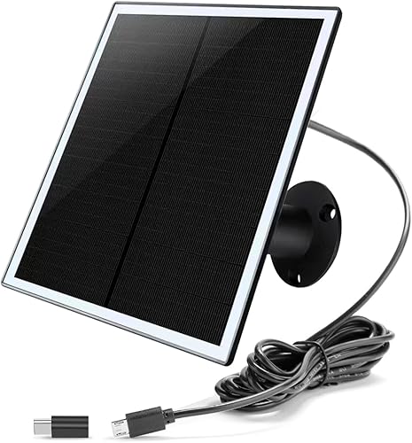 Paquete de 3 cargadores de panel solar para proyector de anillo, foco de cámara PlusPro para timbre de puerta (1 2 2020), cable micro USB y USB-C