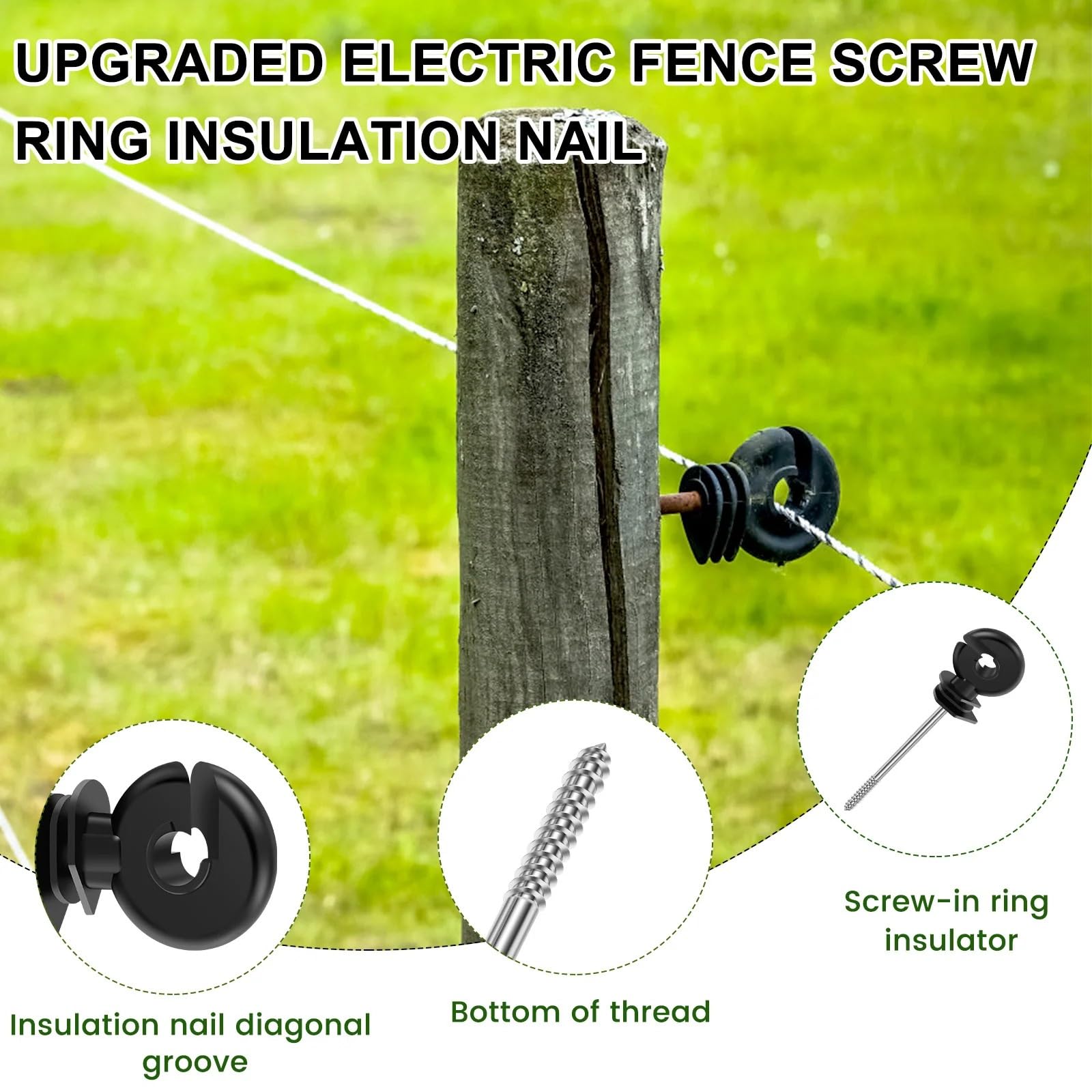 Isolatori Per Recinto Elettrico 50/100 pezzi isolatori for recinzione elettrica autofilettanti pali in legno fattoria versatile resistente(50Pcs)