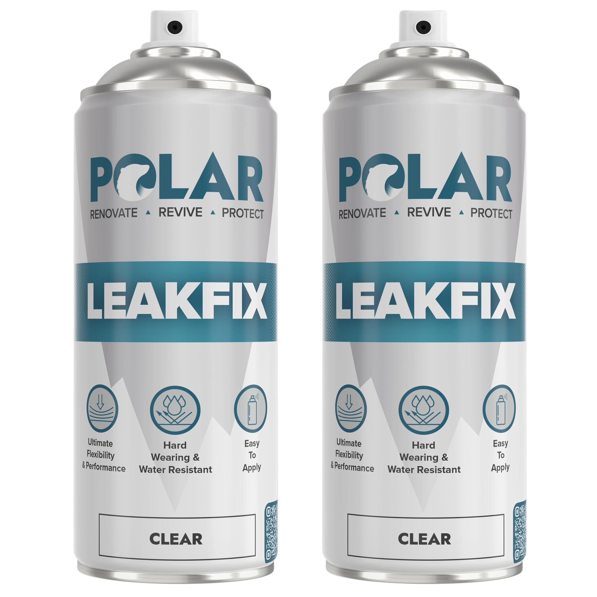Polar Specialist Coatings Clear Leak Fix Spray - 2 x 13.5fl. oz - Waterproof Roof Sealant - Instantly Seals Leaks and Cracks, for Lasting Protection