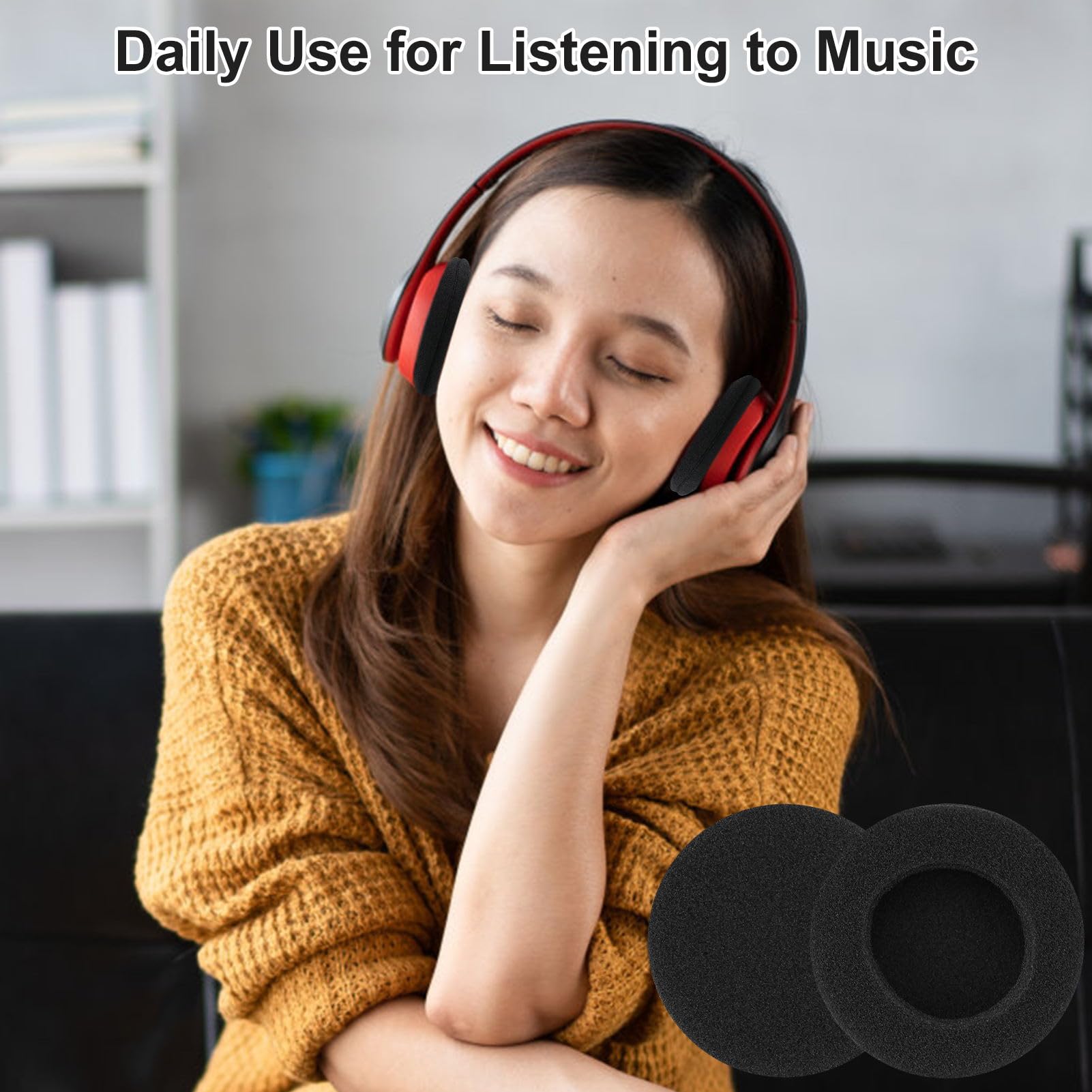 6 Cuscinetti Auricolari In Schiuma Per Cuffie | Diametro 55 Mm, Nero - Foto 4